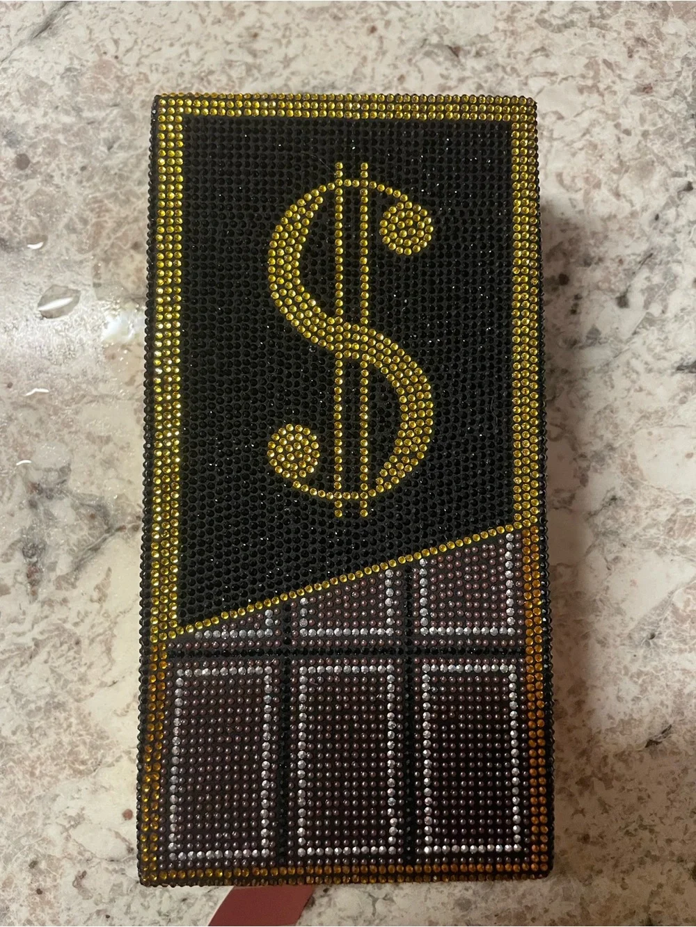 Sparkling bling Dollar Sign clutch - Gold and Black NEW